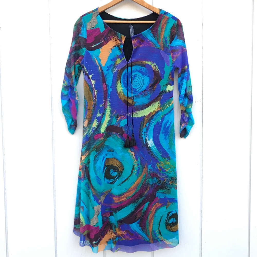 Elana Kattan Watercolor Mesh Dress